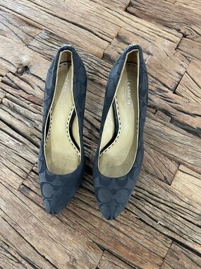 Coach Black Signature Pointed Toe Flats with Monogram